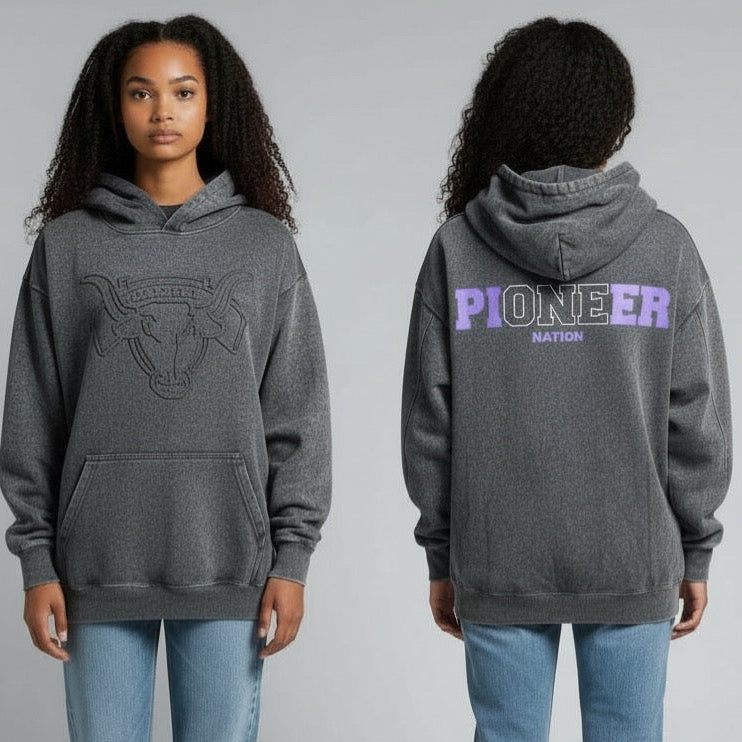 LEHI Pioneer Acid Wash Embossed Hoodie