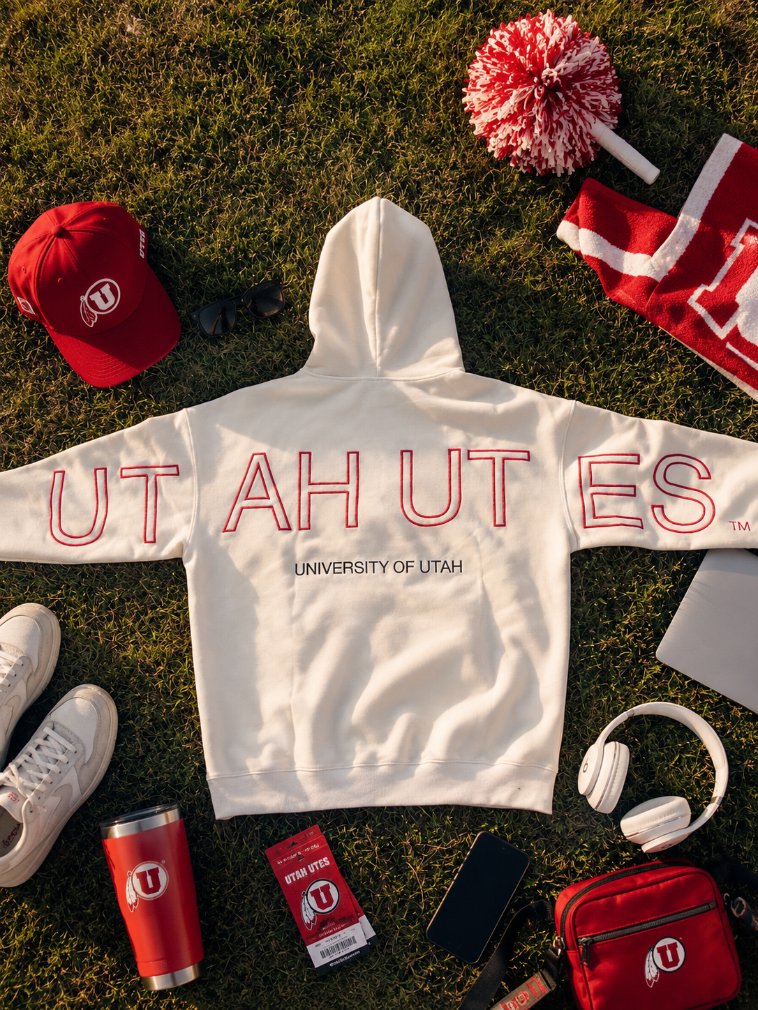 Cream University of Utah® Signature Oversized Hoodie