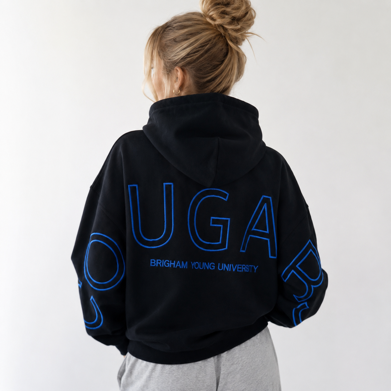 Black BYU Cougars Signature Embroidered Hoodies