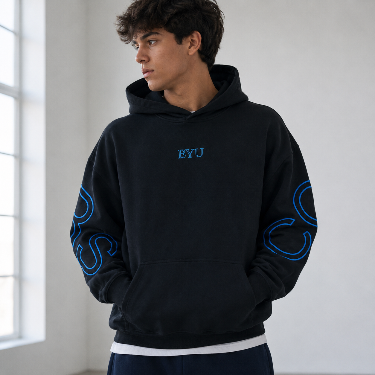 Black BYU Cougars Signature Embroidered Hoodies