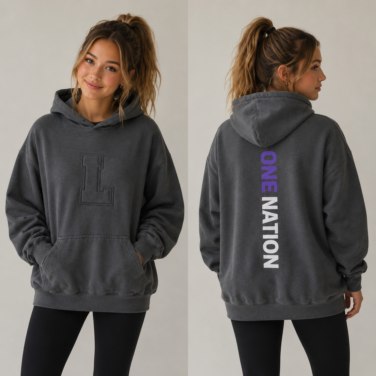 Lehi One Nation Embossed Grey Hoodie