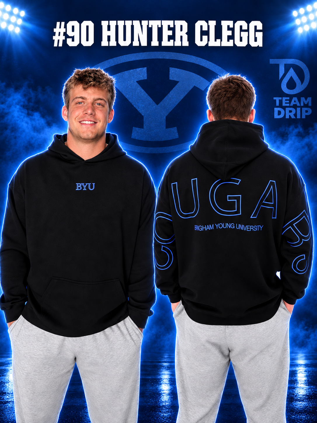 Black BYU Cougars Signature Oversized Embroidered Hoodies Preorder