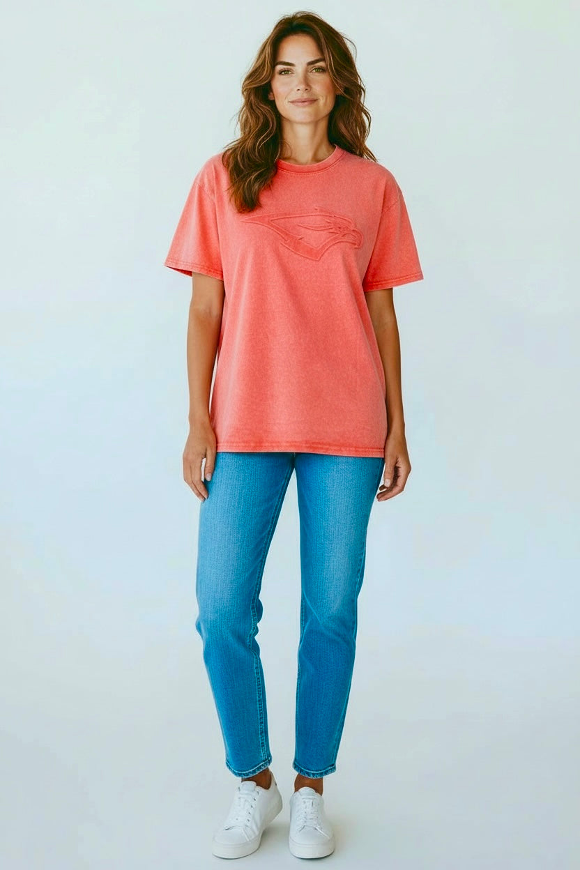 SKYRIDGE Drop Shoulder Acid Wash Embossed t-shirt ORANGE
