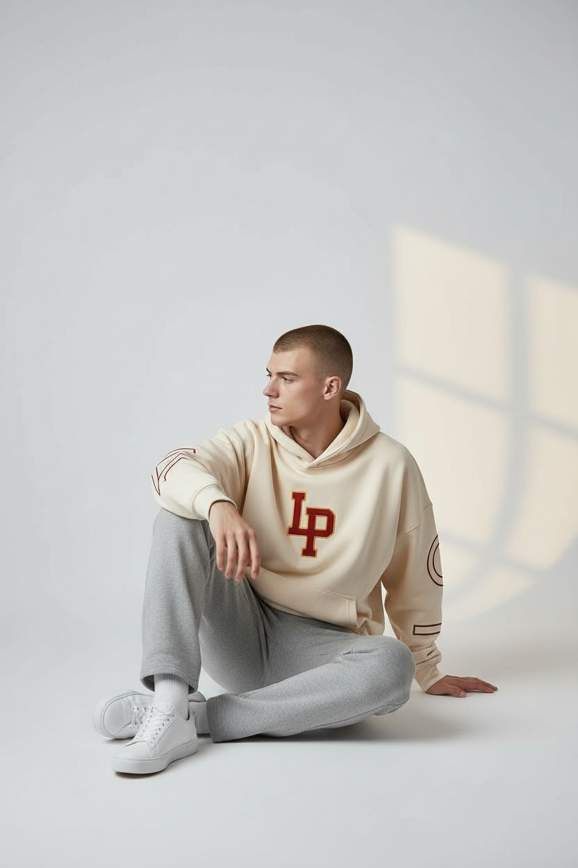 LONE PEAK Cream Embroidered Hoodie