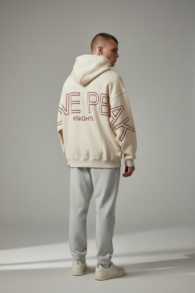 LONE PEAK Cream Embroidered Hoodie