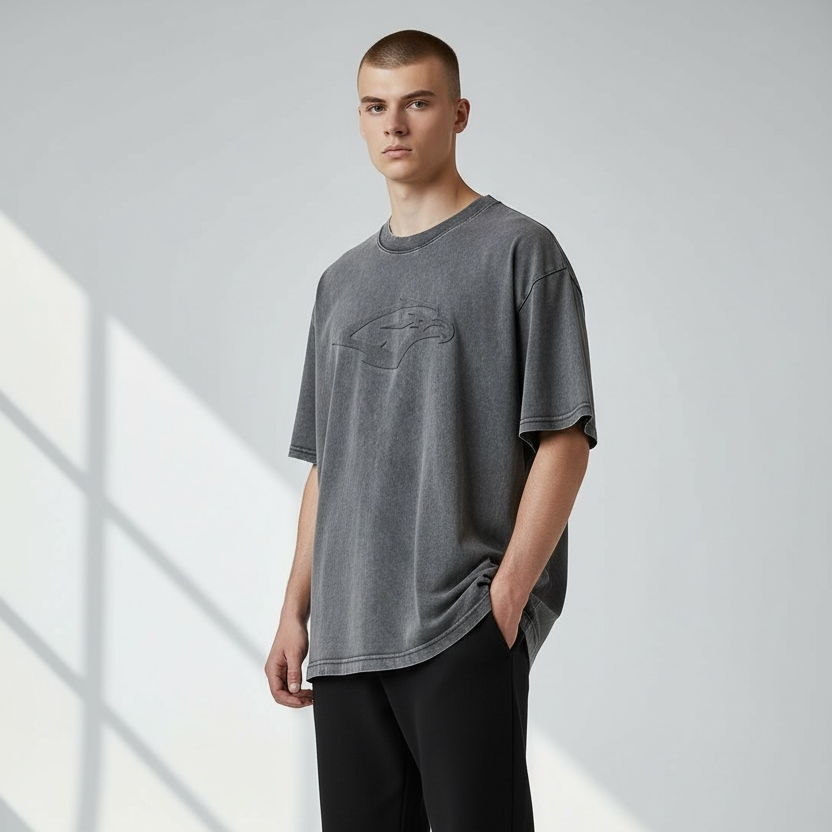 SKYRIDGE Drop Shoulder Acid wash t-shirt GREY