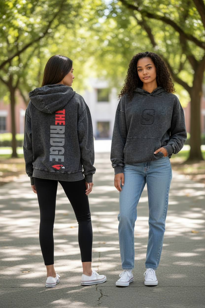 SKYRIDGE Acid Wash Embossed Hoodie