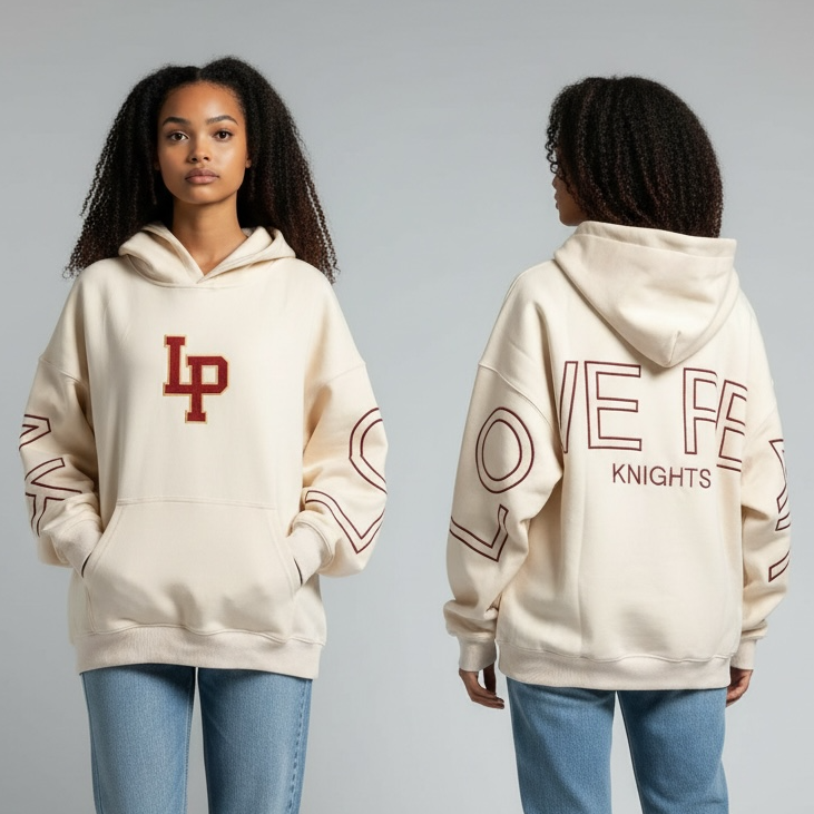 LONE PEAK Cream Embroidered Hoodie