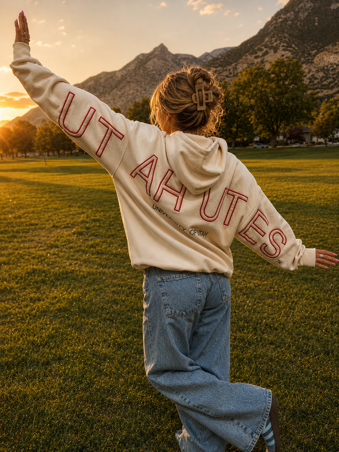 Cream University of Utah® Signature Oversized Hoodie