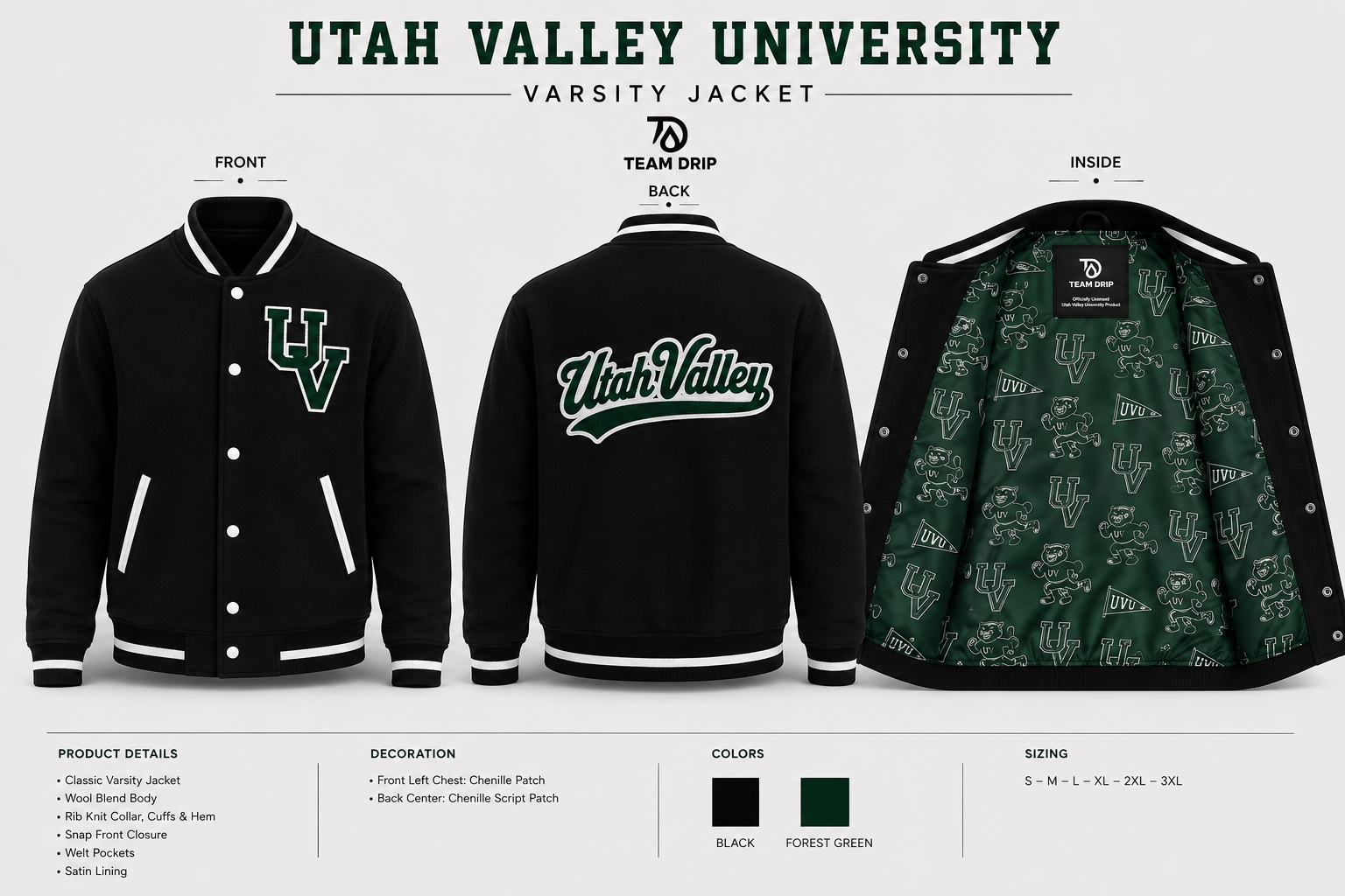 COMING SOON>>>Officially Licensed Utah Valley University Varsity Jacket