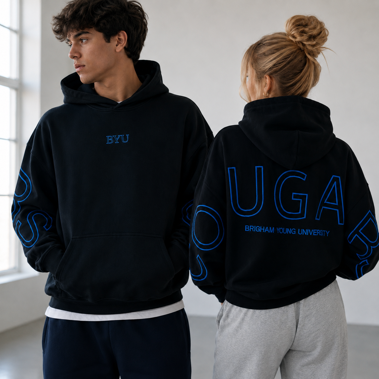 Black BYU Cougars Signature Embroidered Hoodies