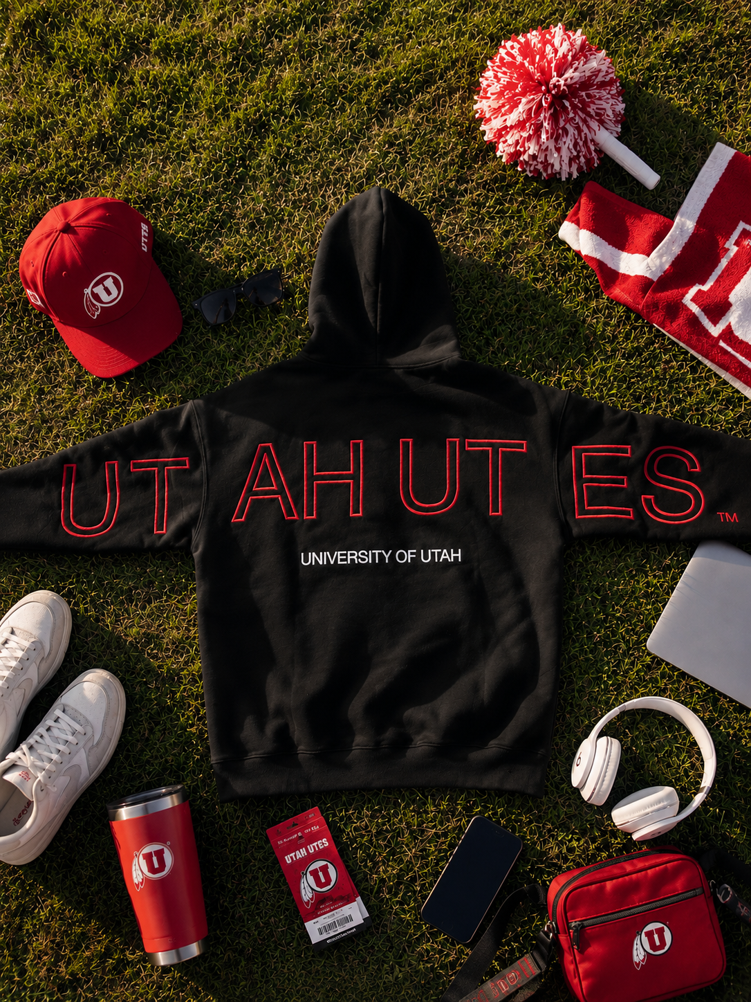 Black University of Utah® Signature Oversized Hoodie