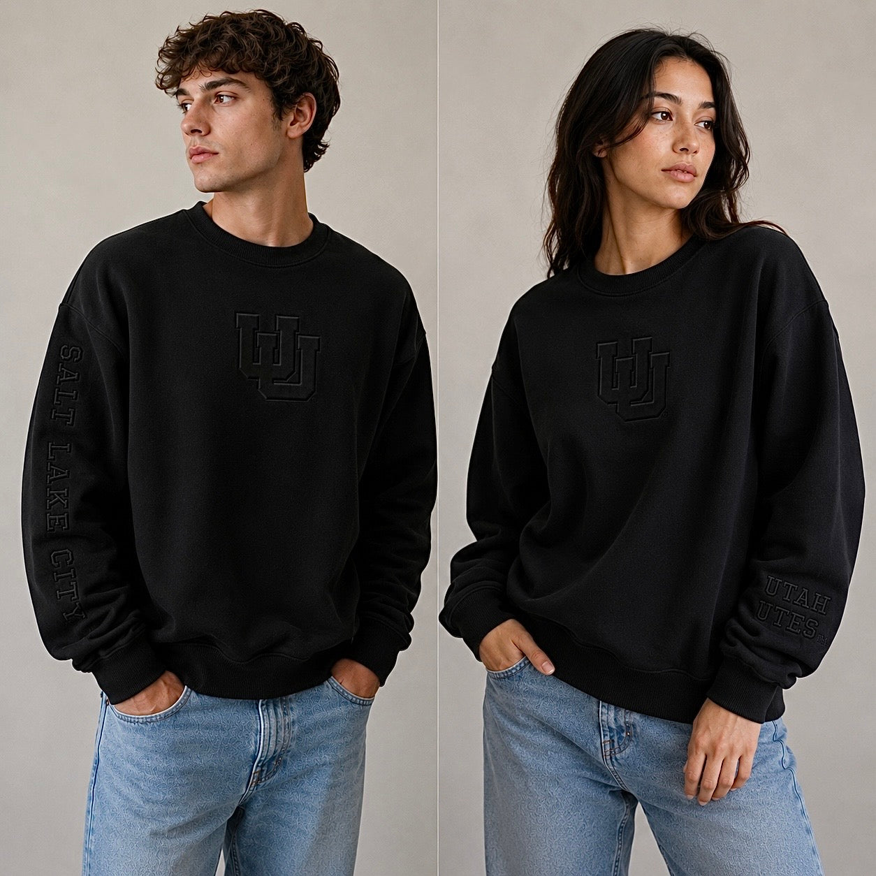 Black University of Utah® Embossed Sweatshirt