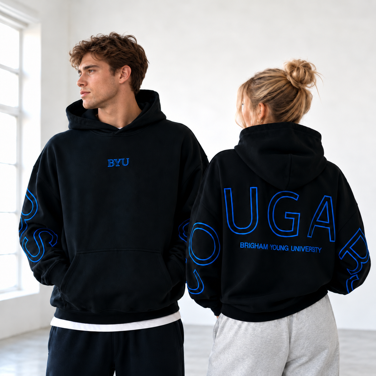 Black BYU Cougars Signature Oversized Embroidered Hoodies Preorder