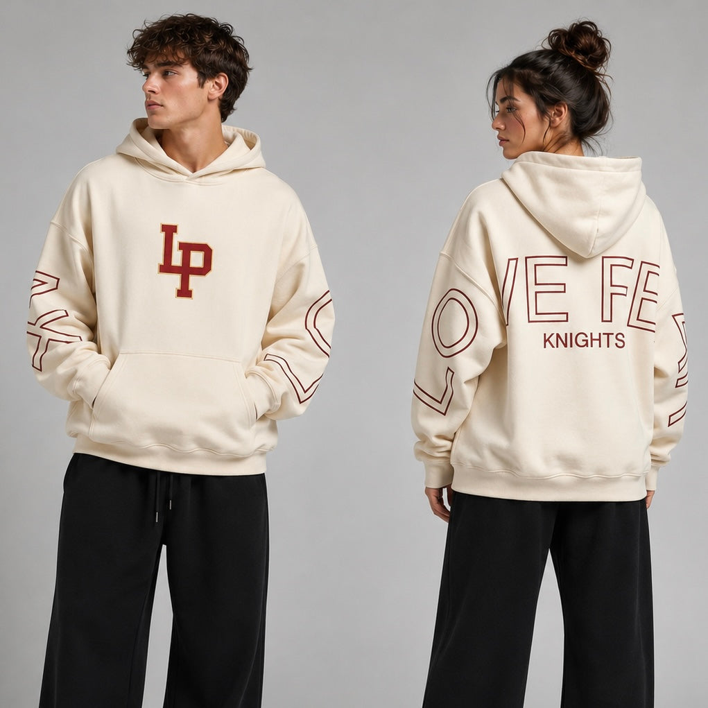 LONE PEAK Cream Embroidered Hoodie