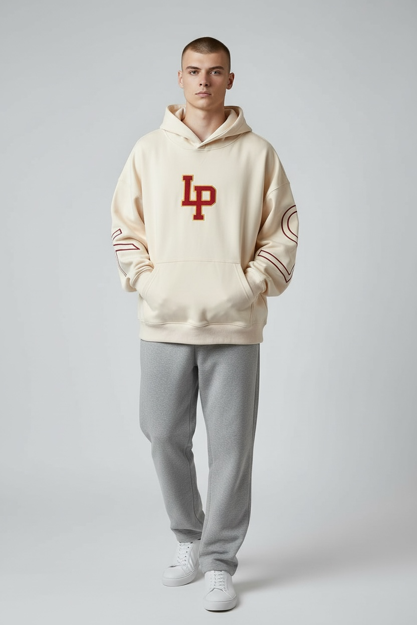 LONE PEAK Cream Embroidered Hoodie