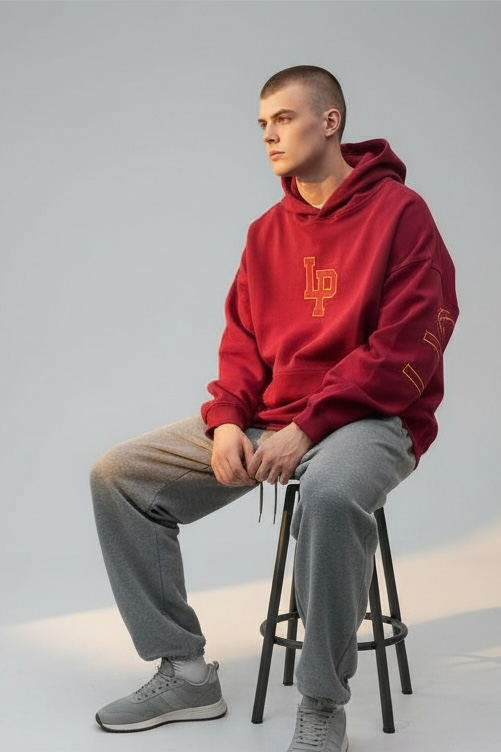 Lone Peak Embroidery Hoodies- Maroon