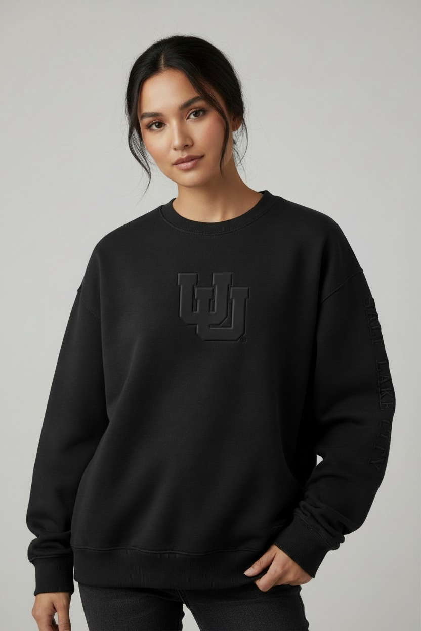 Black University of Utah® Embossed Sweatshirt