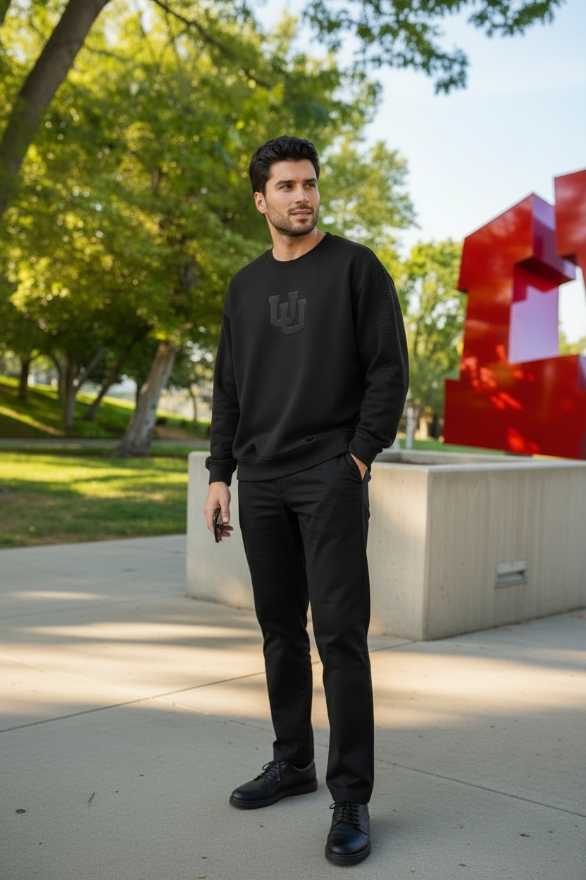 Black University of Utah® Embossed Sweatshirt